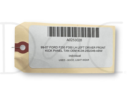 99-07 Ford F250 F350 LH Left Driver Front Kick Panel Tan OEM 4C34-2502349-ABw