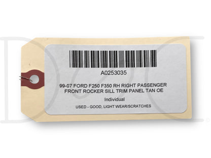 99-07 Ford F250 F350 RH Right Passenger Front Rocker Sill Trim Panel Tan OE