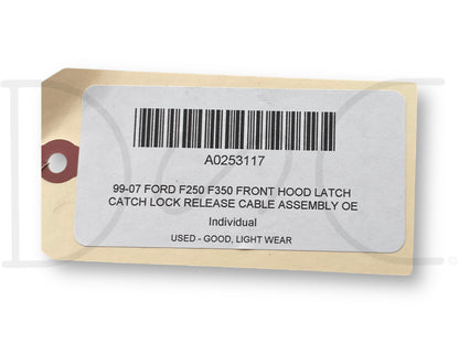 99-07 Ford F250 F350 Front Hood Latch Catch Lock Release Cable Assembly OE