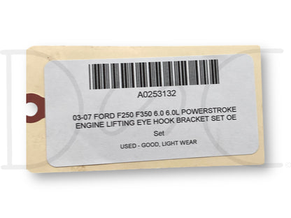 03-07 Ford F250 F350 6.0 6.0L Powerstroke Engine Lifting Eye Hook Bracket Set OE