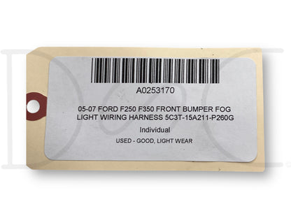 05-07 Ford F250 F350 Front Bumper Fog Light Wiring Harness 5C3T-15A211-P260G
