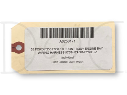 05 Ford F250 F350 6.0 Front Body Engine Bay Wiring Harness 5C3T-12A581-P260F Jz