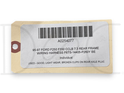 95-97 Ford F250 F350 CCLB 7.3 Rear Frame Wiring Harness F6Ts-14405-P260Y Be