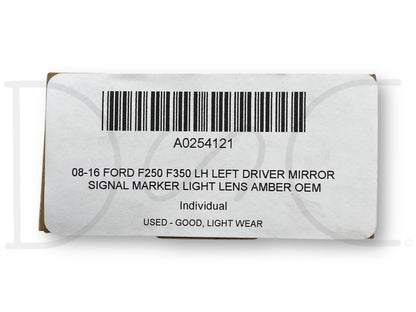 08-16 Ford F250 F350 LH Left Driver Mirror Signal Marker Light Lens Amber OEM