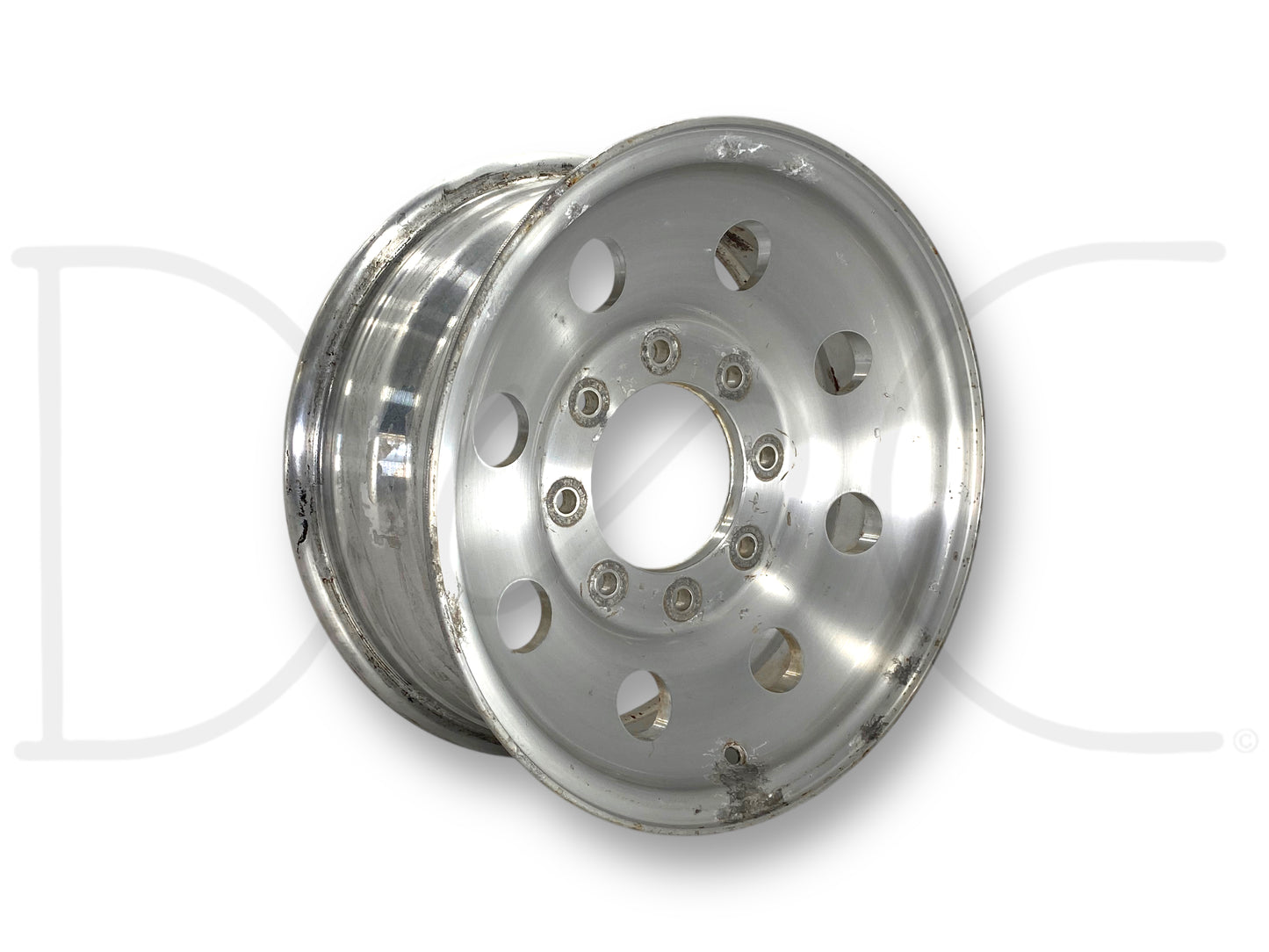 99-04 Ford F250 F350 Excursion 16" 8 Hole Brushed Wheel 16X7 Rim 8X170MM OE, used with scratches and surface blemishes, compatible with 1999-2004 F-250 and F-350 trucks.