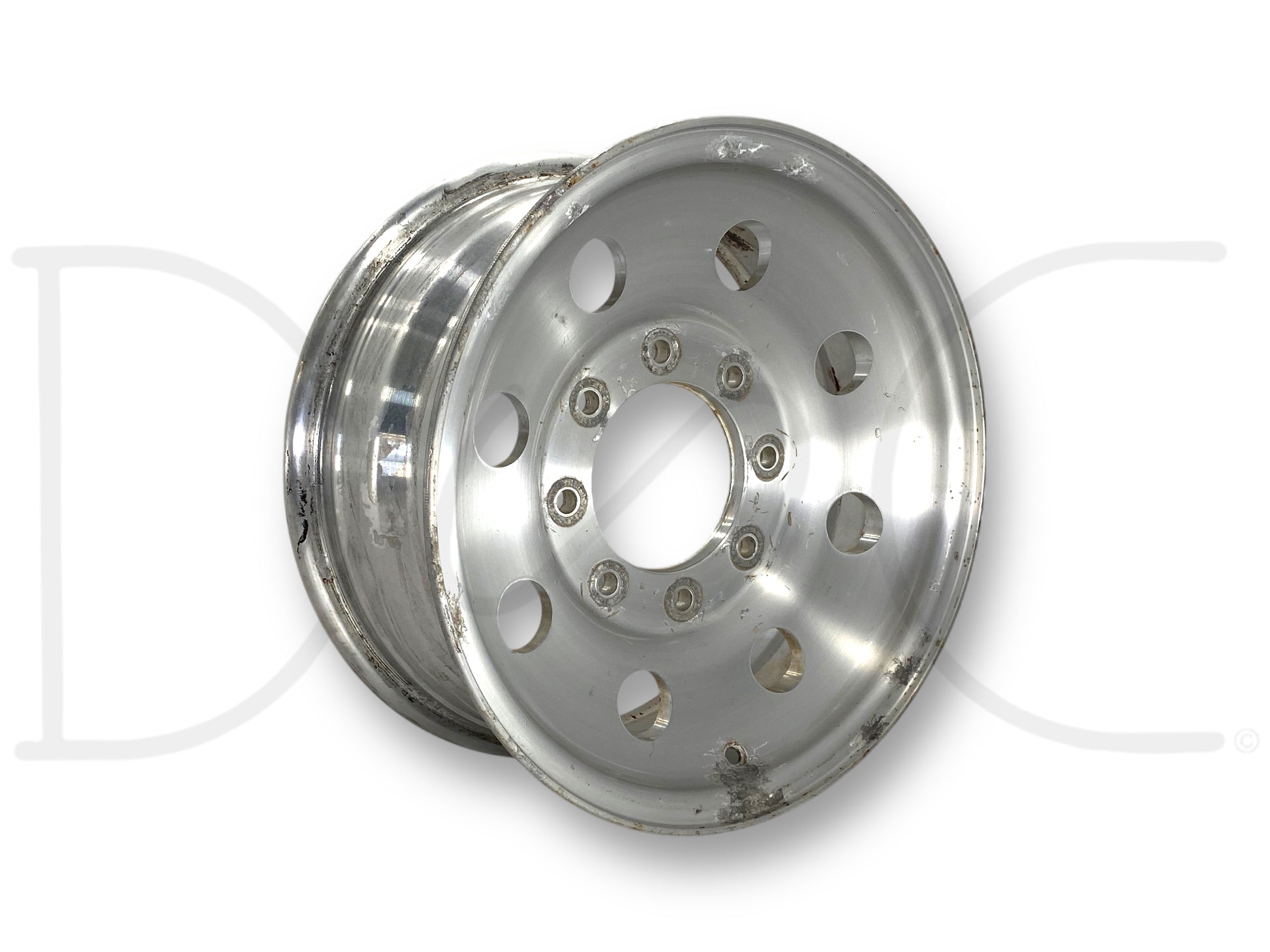 99-04 Ford F250 F350 Excursion 16" 8 Hole Brushed Wheel 16X7 Rim 8X170MM OE, used with scratches and surface blemishes, compatible with 1999-2004 F-250 and F-350 trucks.