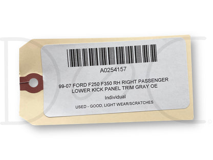 99-07 Ford F250 F350 RH Right Passenger Lower Kick Panel Trim Gray OE