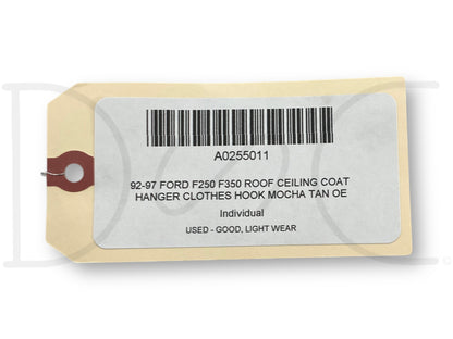 92-97 Ford F250 F350 Roof Ceiling Coat Hanger Clothes Hook Mocha Tan OE