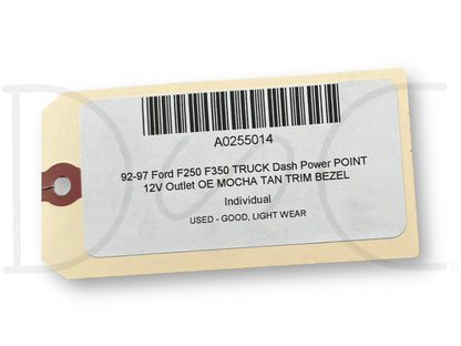 92-97 Ford F250 F350 Truck Dash Power Point 12V Outlet OE Mocha Tan Trim Bezel