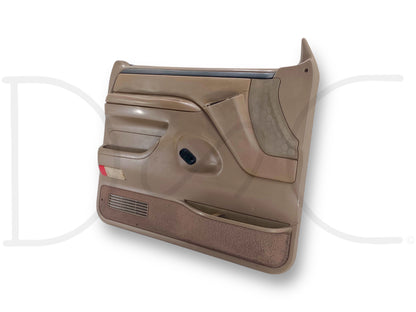 94-97 Ford F250 F350 LH Left Driver Front Door Panel Power Mocha Tan OE *Blem*