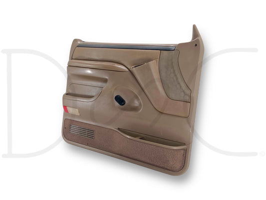 94-97 Ford F250 F350 LH Left Driver Front Door Panel Power Mocha Tan OE *Blem*