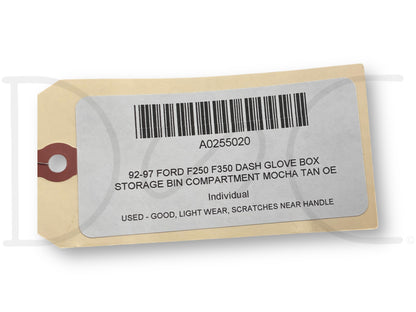 92-97 Ford F250 F350 Dash Glove Box Storage Bin Compartment Mocha Tan OE