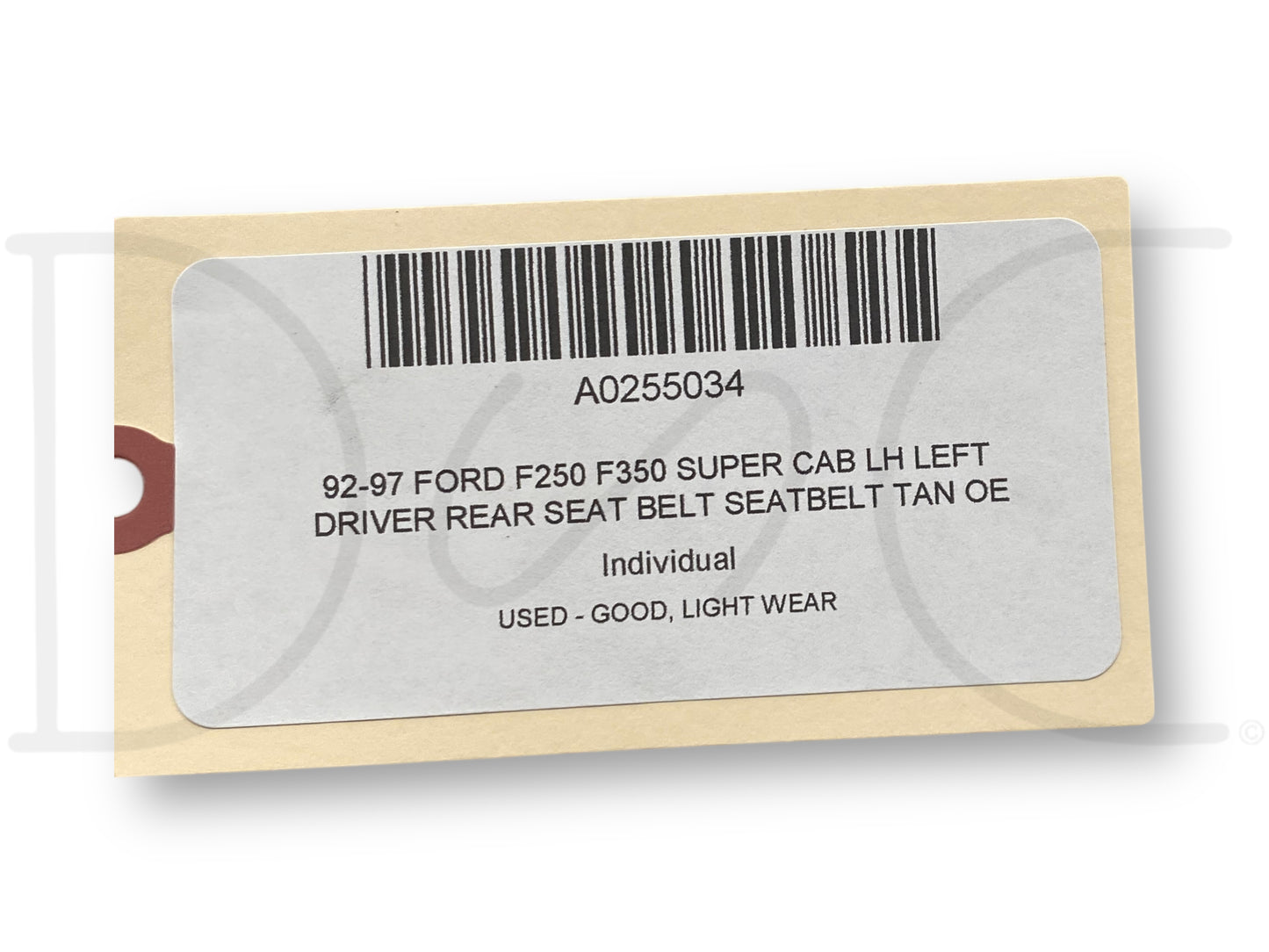 92-97 Ford F250 F350 Super Cab LH Left Driver Rear Seat Belt Seatbelt Tan OE