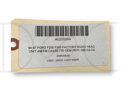 94-97 Ford F250 F350 Factory Radio Head Unit AM/FM Cassette OEM F6Tf-19B132-Ca