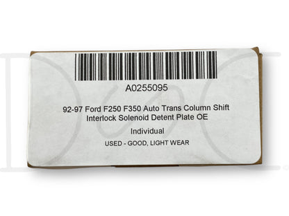 92-97 Ford F250 F350 Auto Trans Column Shift Interlock Solenoid Detent Plate OE