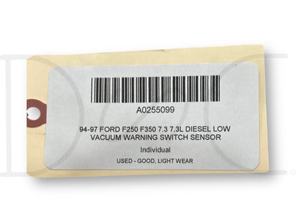 94-97 Ford F250 F350 7.3 7.3L Diesel Low Vacuum Warning Switch Sensor
