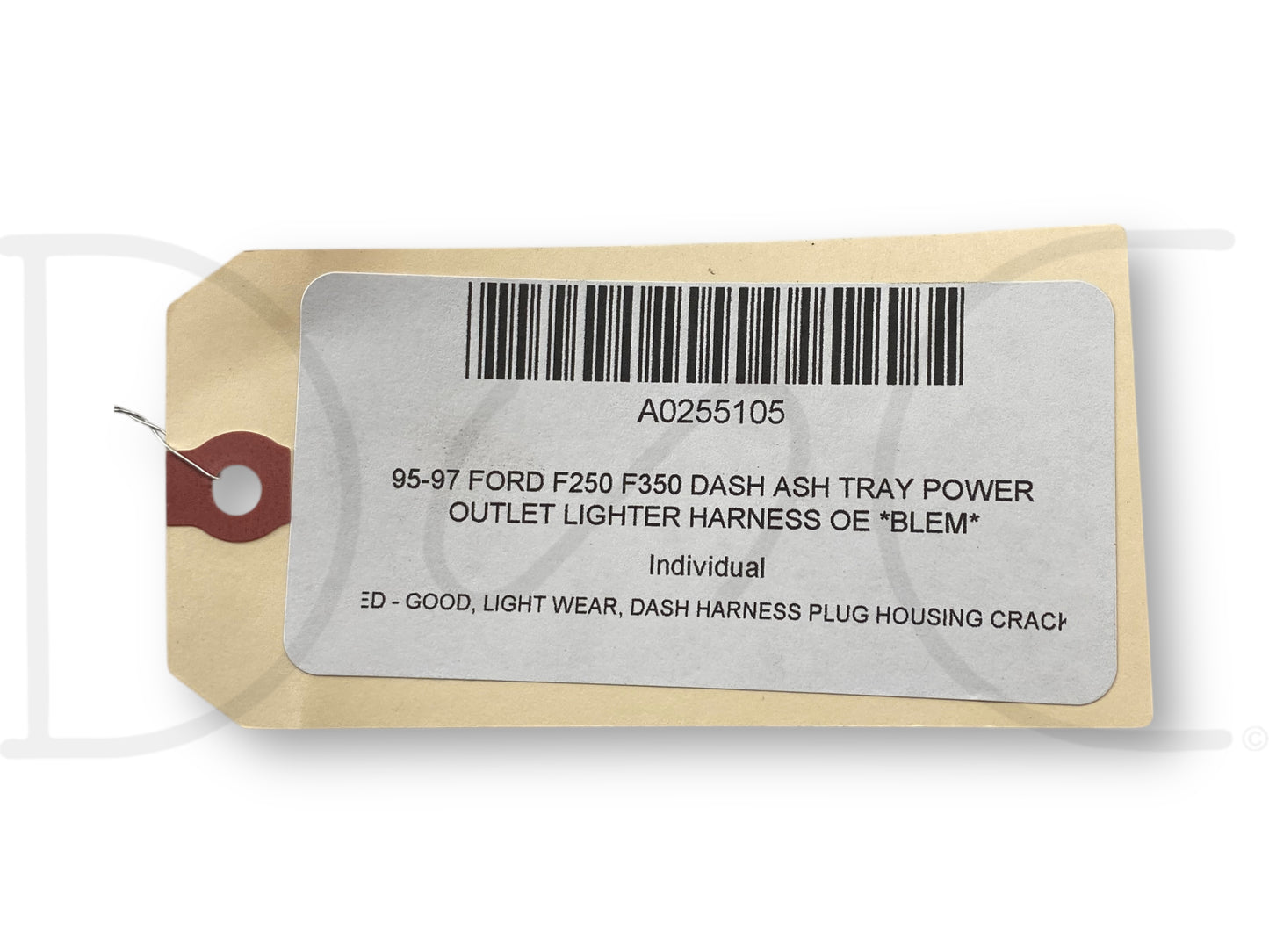 95-97 Ford F250 F350 Dash Ash Tray Power Outlet Lighter Harness OE *Blem*