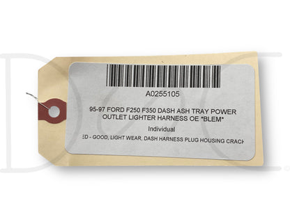 95-97 Ford F250 F350 Dash Ash Tray Power Outlet Lighter Harness OE *Blem*