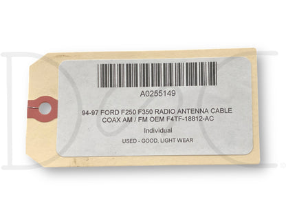 94-97 Ford F250 F350 Radio Antenna Cable Coax AM / FM OEM F4Tf-18812-AC