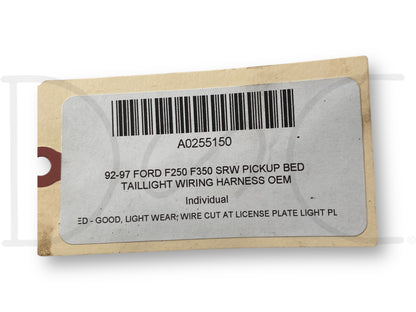 92-97 Ford F250 F350 SRW Pickup Bed Taillight Wiring Harness OEM