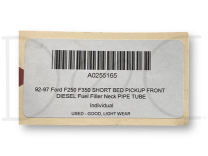 92-97 Ford F250 F350 Short Bed Pickup Front Diesel Fuel Filler Neck Pipe Tube