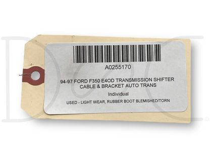 94-97 Ford F350 E4OD Transmission Shifter Cable & Bracket Auto Trans