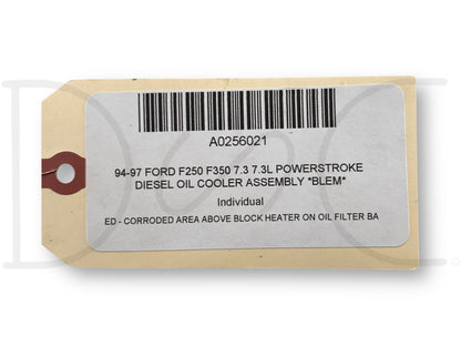 94-97 Ford F250 F350 7.3 7.3L Powerstroke Diesel Oil Cooler Assembly *Blem*
