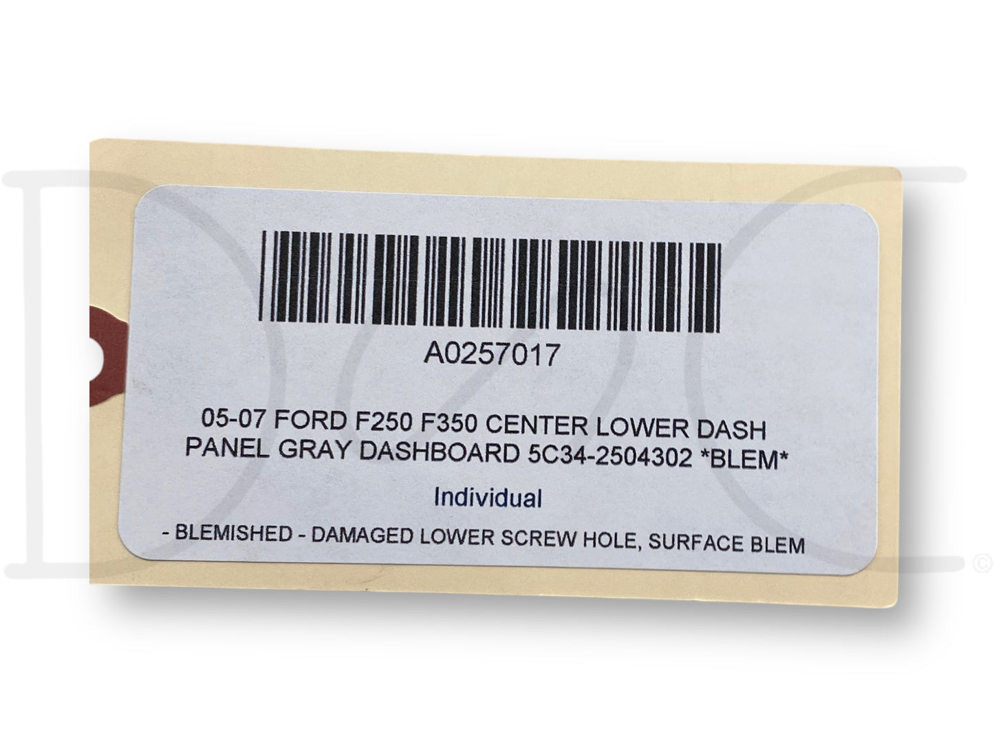 05-07 Ford F250 F350 Center Lower Dash Panel Gray Dashboard 5C34-2504302 *Blem*