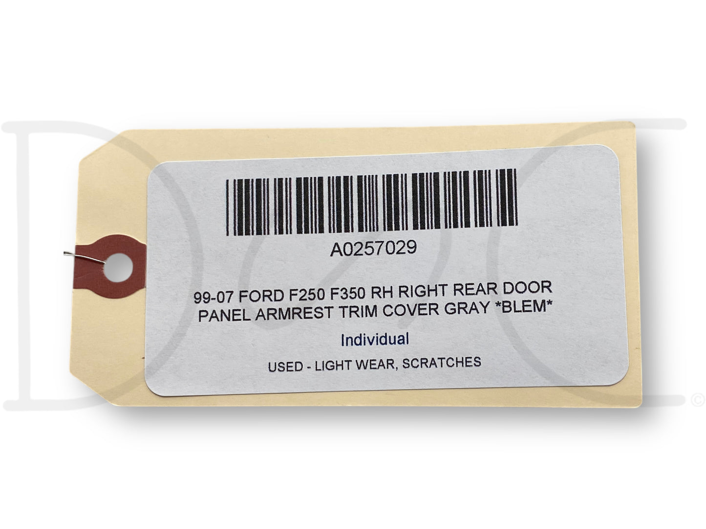 99-07 Ford F250 F350 RH Right Rear Door Panel Armrest Trim Cover Gray *Blem*