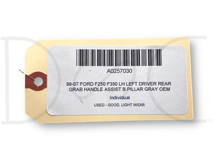 99-07 Ford F250 F350 LH Left Driver Rear Grab Handle Assist B Pillar Gray OEM