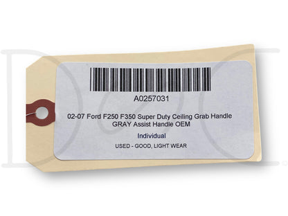 02-07 Ford F250 F350 Super Duty Ceiling Grab Handle Gray Assist Handle OEM