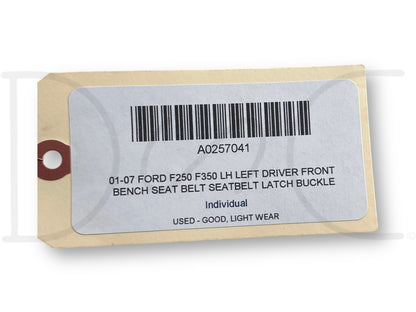 01-07 Ford F250 F350 LH Left Driver Front Bench Seat Belt Seatbelt Latch Buckle