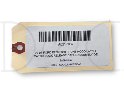 99-07 Ford F250 F350 Front Hood Latch Catch Lock Release Cable Assembly OE