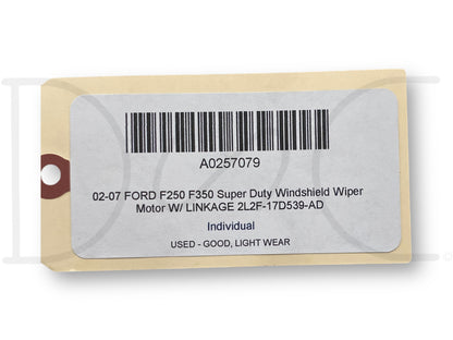 02-07 Ford F250 F350 Super Duty Windshield Wiper Motor W/ Linkage 2L2F-17D539-Ad