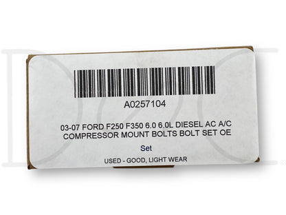 03-07 Ford F250 F350 6.0 6.0L Diesel Ac A/C Compressor Mount Bolts Bolt Set OE