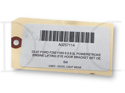 03-07 Ford F250 F350 6.0 6.0L Powerstroke Engine Lifting Eye Hook Bracket Set OE
