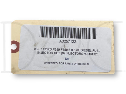 03-07 Ford F250 F350 6.0 6.0L Diesel Fuel Injector Set (8) Injectors *Cores*