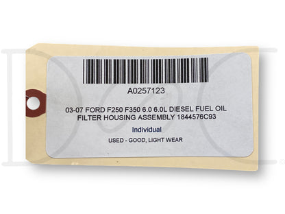 03-07 Ford F250 F350 6.0 6.0L Diesel Fuel Oil Filter Housing Assembly 1844576C93
