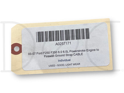 03-07 Ford F250 F350 6.0 6.0L Powerstroke Engine To Firewall Ground Strap Cable