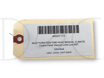 05-07 Ford F250 F350 HVAC Manual Climate Control Panel Vacuum Lines Line Set