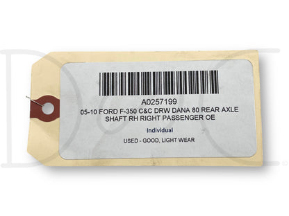 05-10 Ford F-350 C&C DRW DANA 80 Rear Axle Shaft RH Right Passenger OE