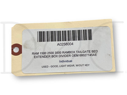 Ram 1500 2500 3500 Rambox Tailgate Bed Extender Box Divider OEM 68027145Ae