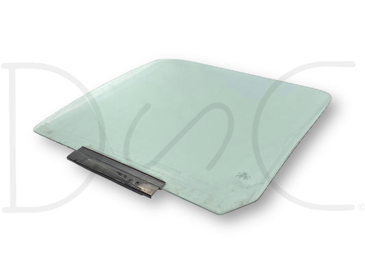 92-97 Ford F250 F350 LH Left Driver Front Door Window Glass OEM, used with light wear and scratches, compatible with 1992-1997 Ford Bronco, F-150, F-250, and F-350 trucks.