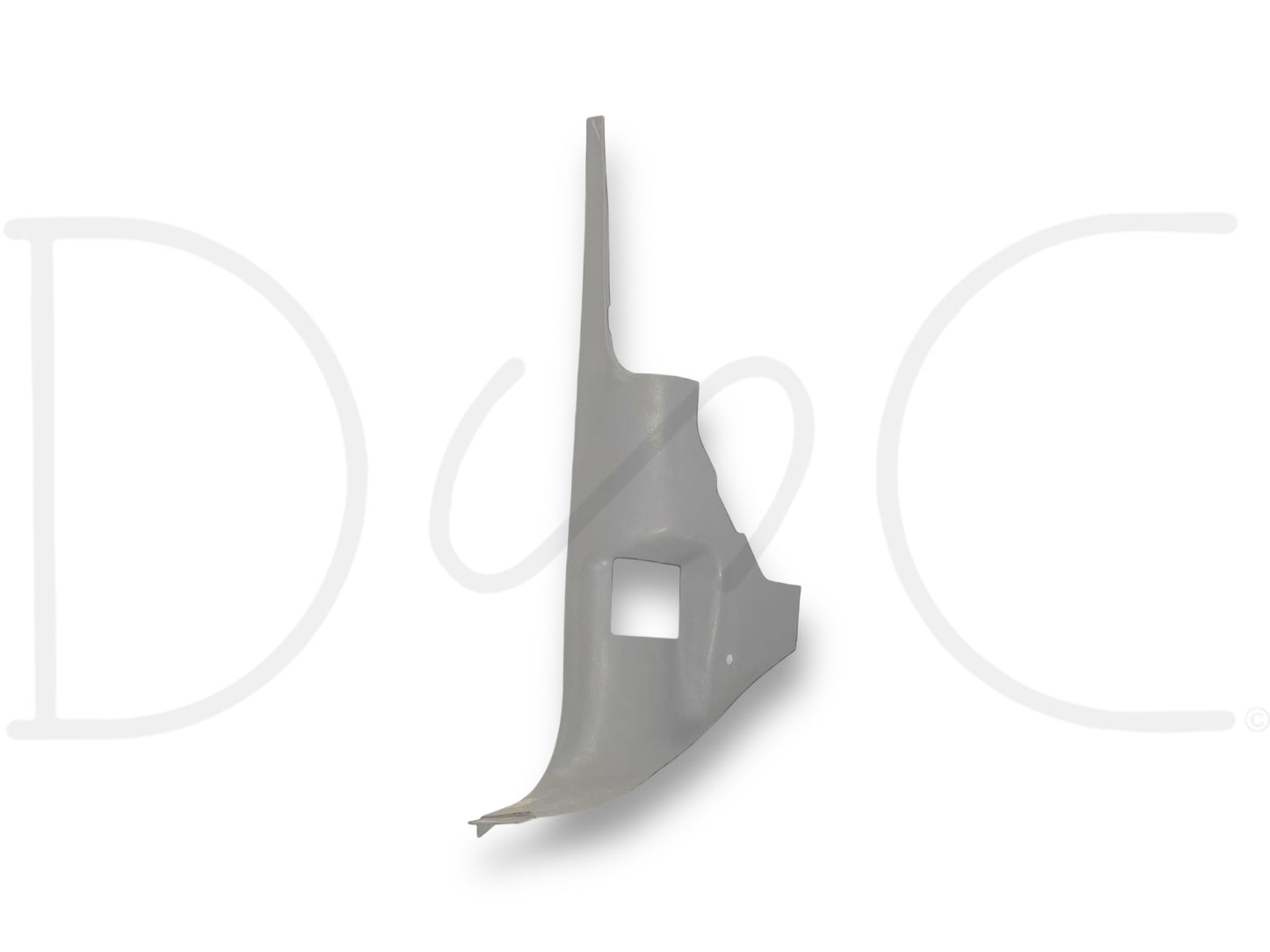 92-97 Ford F250 F350 LH Left Driver Lower Kick Panel Trim Opal Gray OE, used with light wear and scratches, compatible with 1992-1997 Ford F-250 and F-350 trucks.