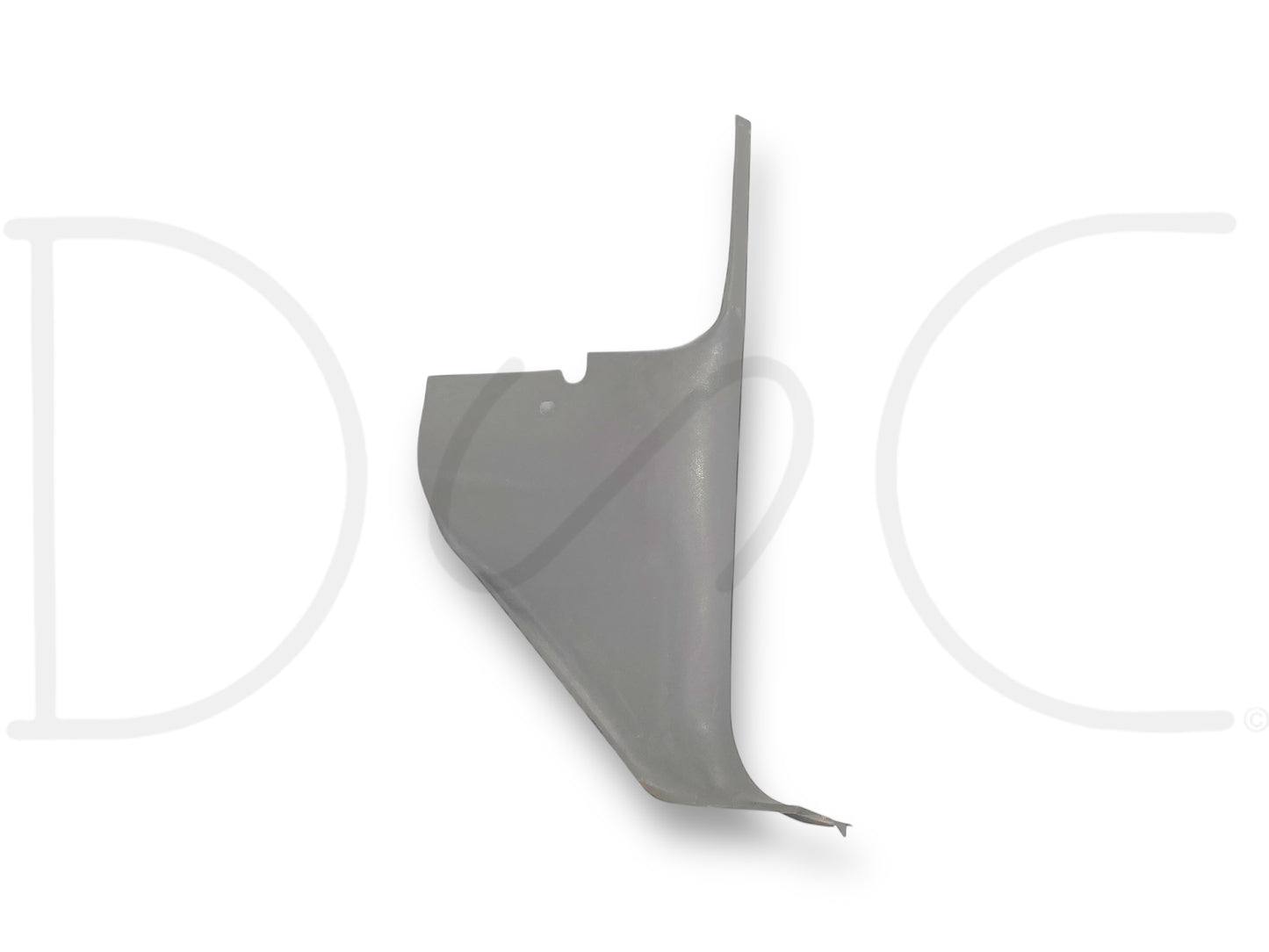 92-97 Ford F250 F350 RH Right Passenger Lower Kick Panel Trim Opal Gray OE, used with light wear and scratches, compatible with 1992-1997 Ford F-250 and F-350 trucks.