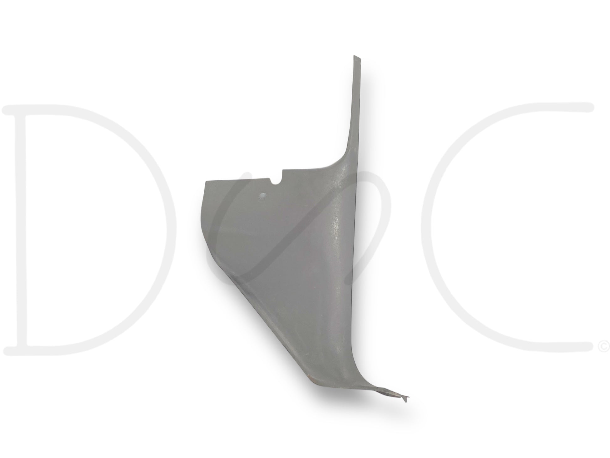 92-97 Ford F250 F350 RH Right Passenger Lower Kick Panel Trim Opal Gray OE, used with light wear and scratches, compatible with 1992-1997 Ford F-250 and F-350 trucks.