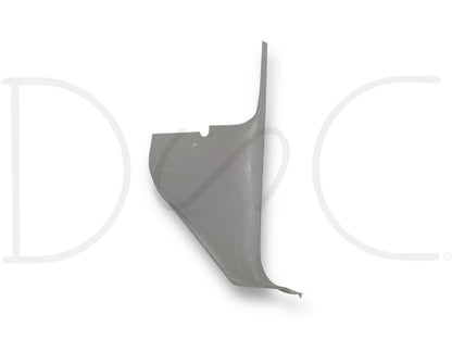 92-97 Ford F250 F350 RH Right Passenger Lower Kick Panel Trim Opal Gray OE, used with light wear and scratches, compatible with 1992-1997 Ford F-250 and F-350 trucks.