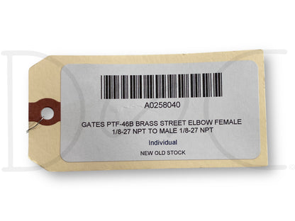 Gates Ptf-46B Brass Street Elbow Female 1/8-27 Npt To Male 1/8-27 Npt