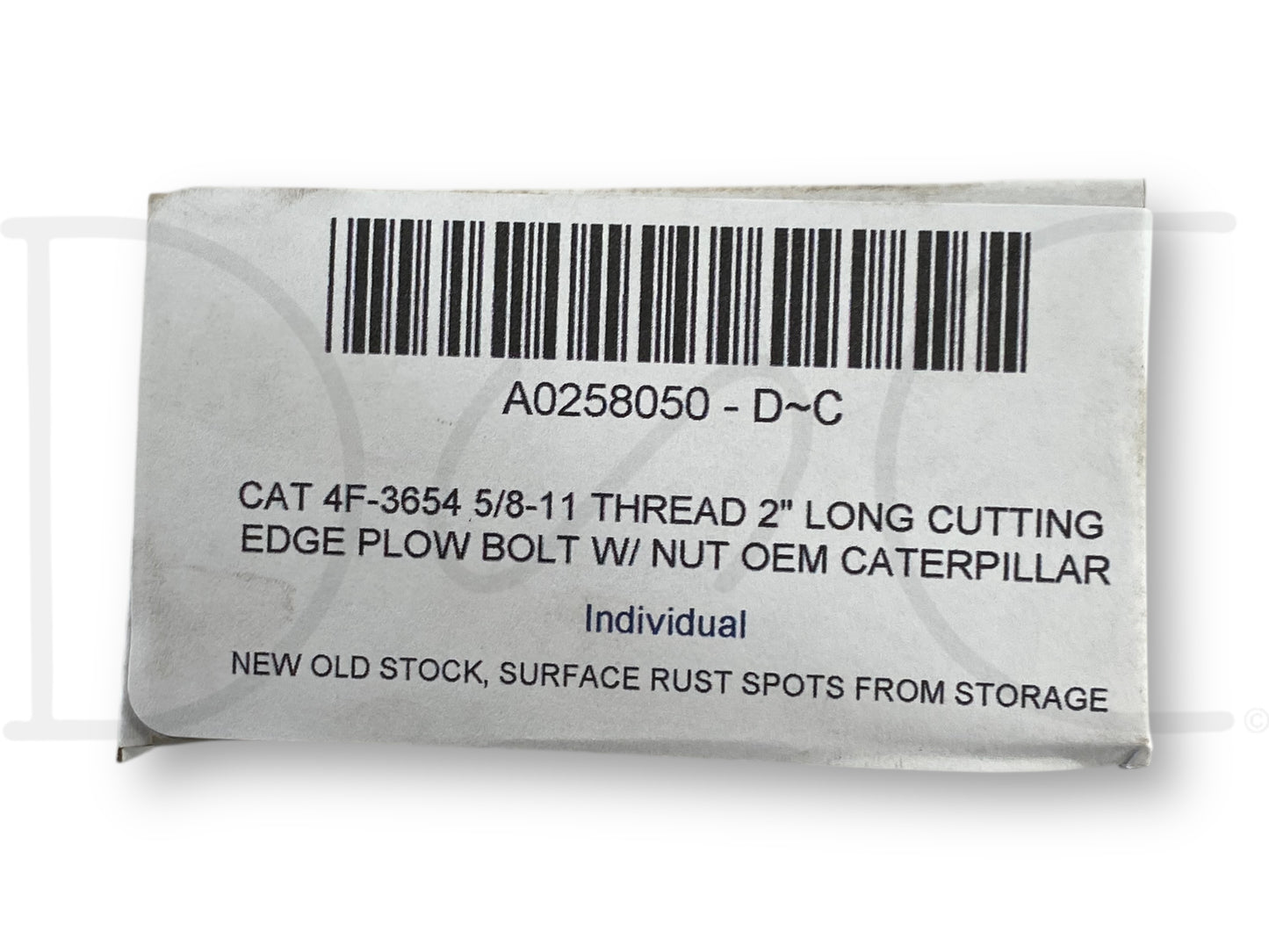 Cat 4F-3654 5/8-11 Thread 2" Long Cutting Edge Plow Bolt W/ Nut OEM Caterpillar