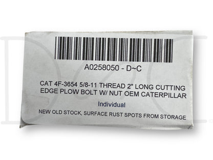 Cat 4F-3654 5/8-11 Thread 2" Long Cutting Edge Plow Bolt W/ Nut OEM Caterpillar